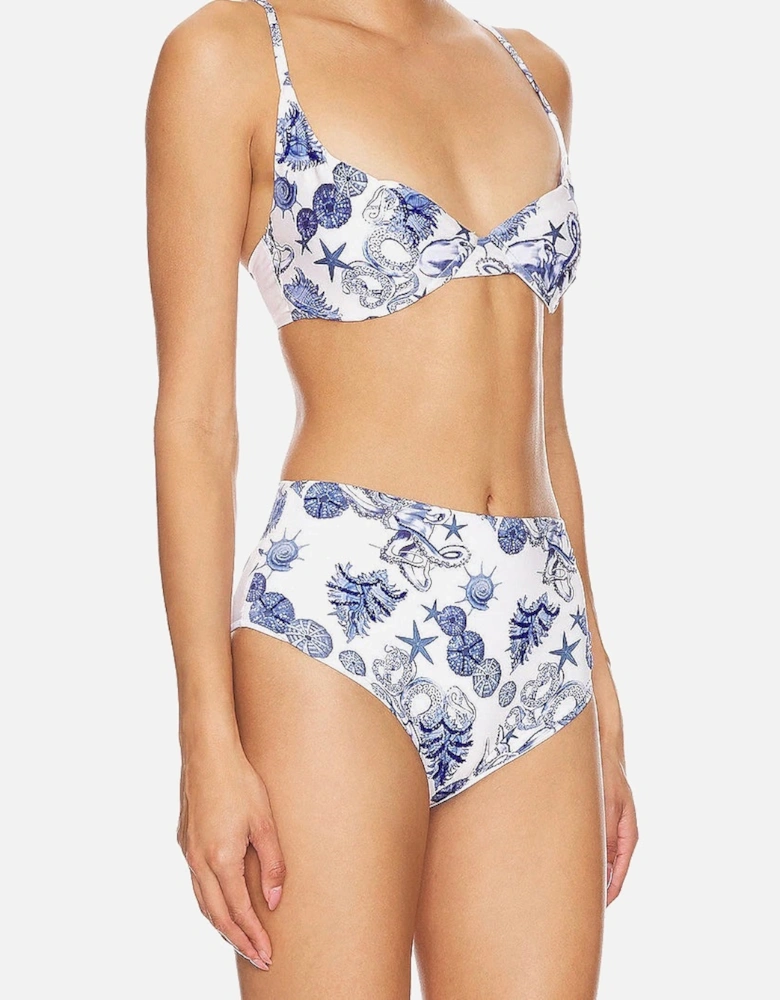 Bruna High Rise Premium Bikini Bottom Blue and White