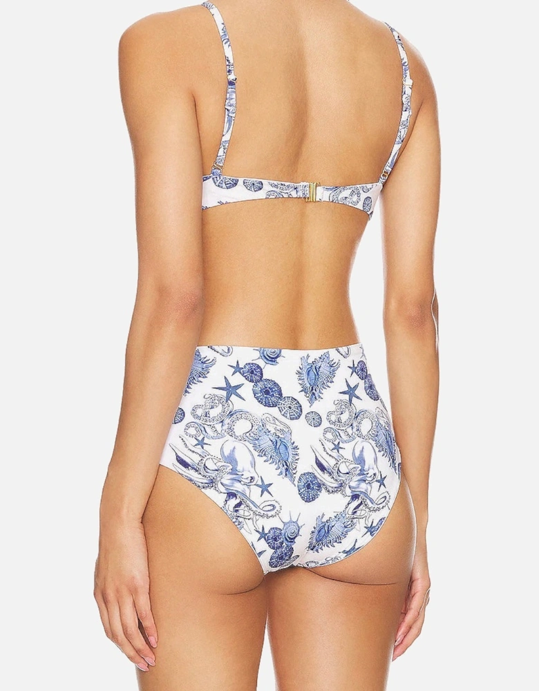 Bruna High Rise Premium Bikini Bottom Blue and White