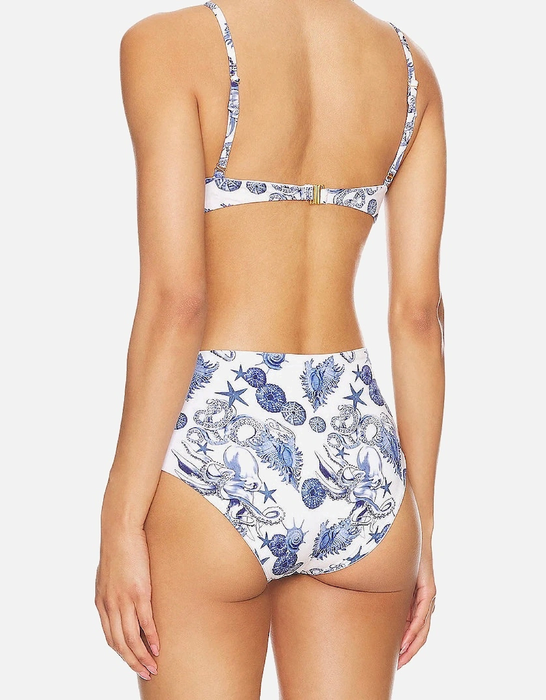 Bruna High Rise Premium Bikini Bottom Blue and White