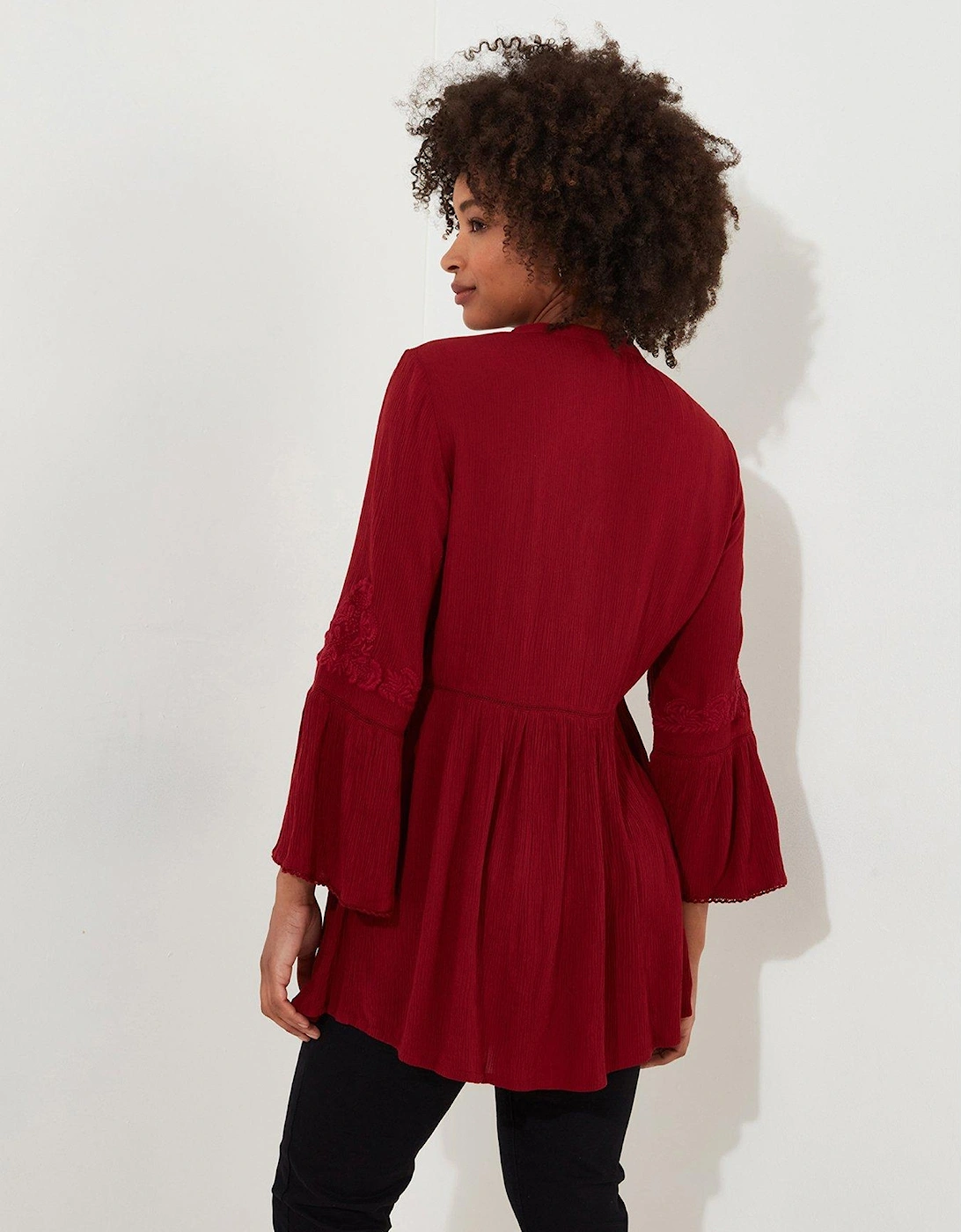 Truly Remarkable Embroidered Blouse -red