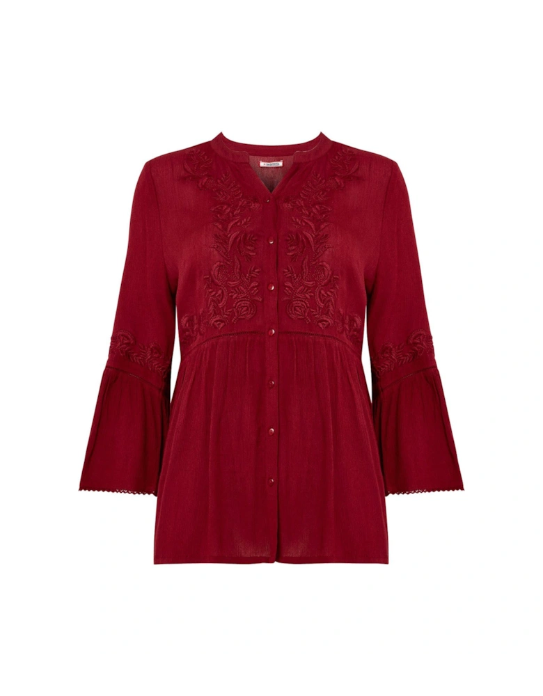 Truly Remarkable Embroidered Blouse -red