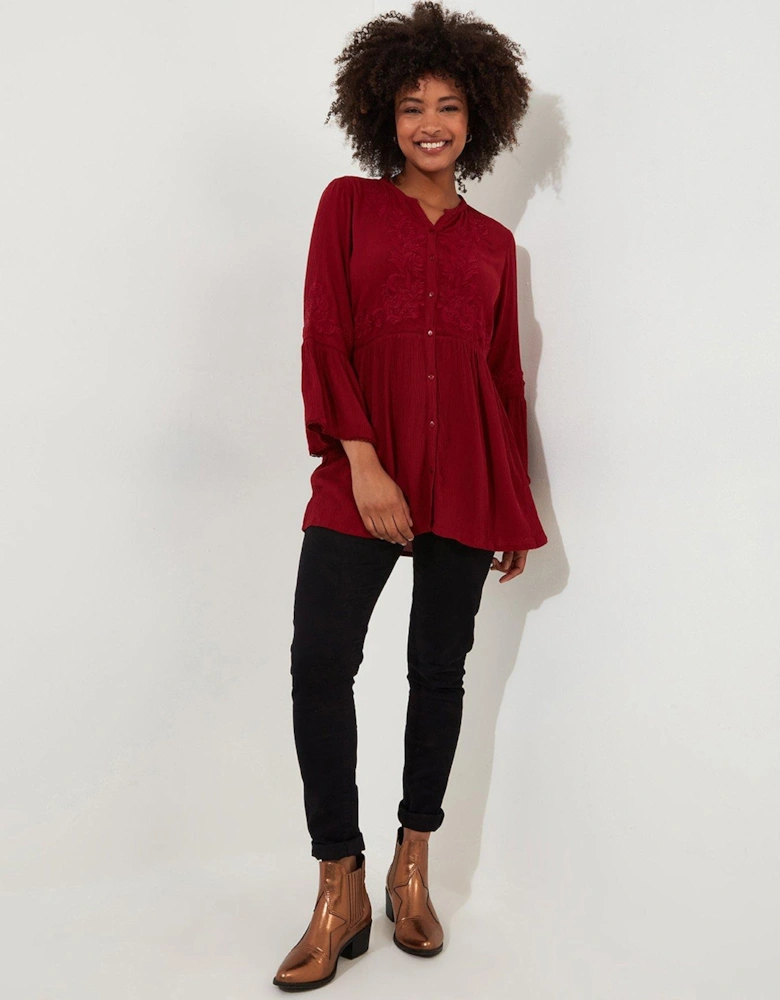 Truly Remarkable Embroidered Blouse -red