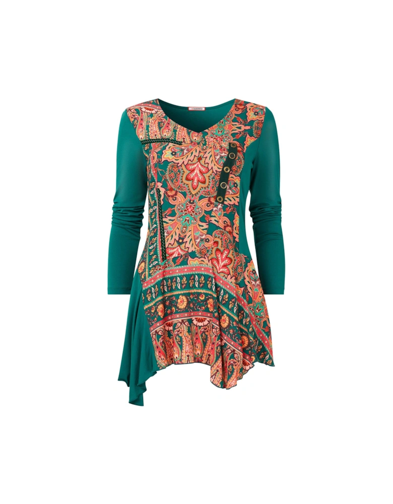 Statement Printed Jersey Tunic -green