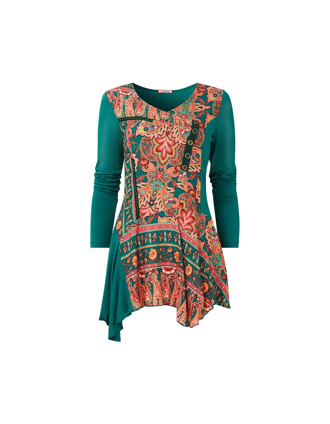 Statement Printed Jersey Tunic -green