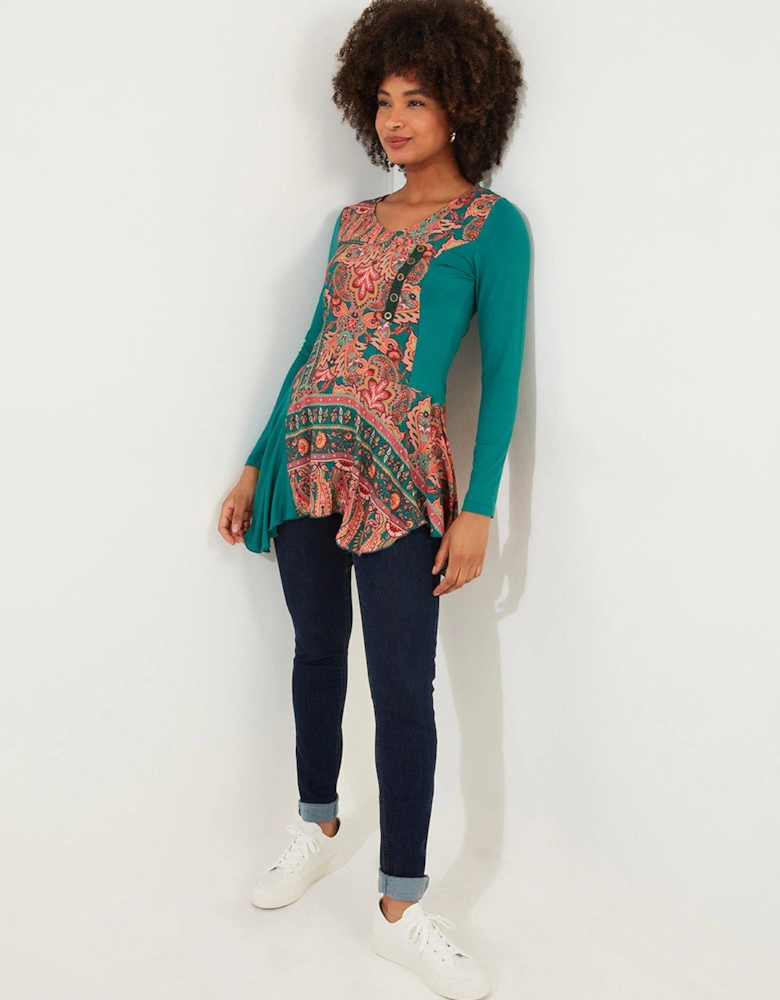 Statement Printed Jersey Tunic -green