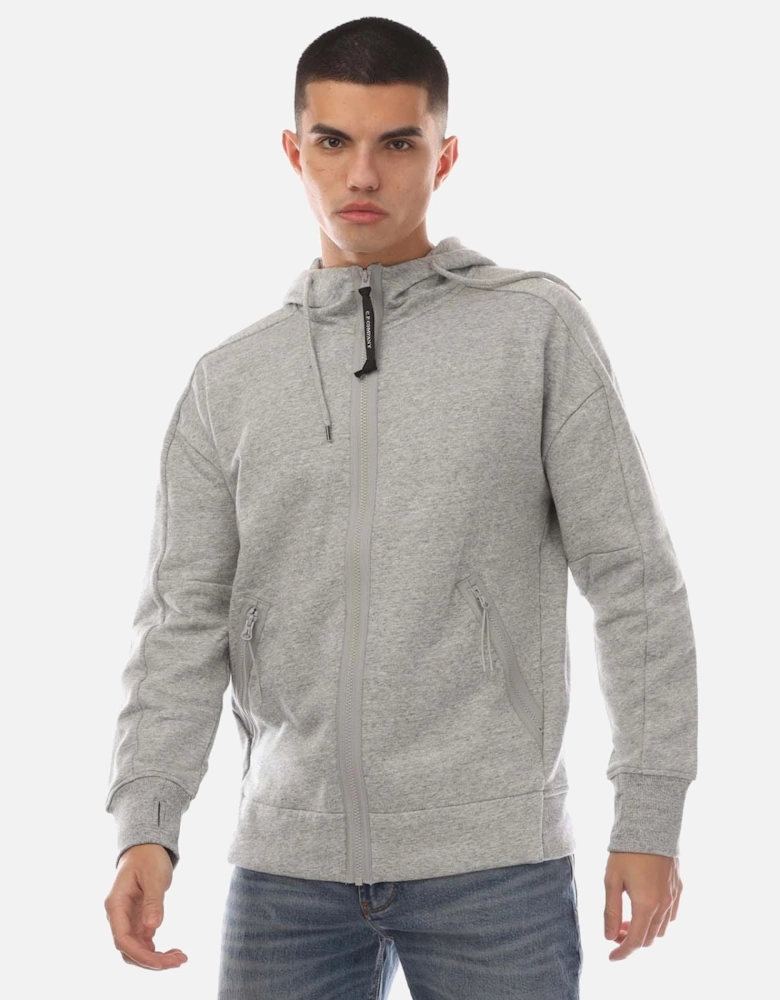 Diagonal Raised Fleece Goggle Zipped Hoodie