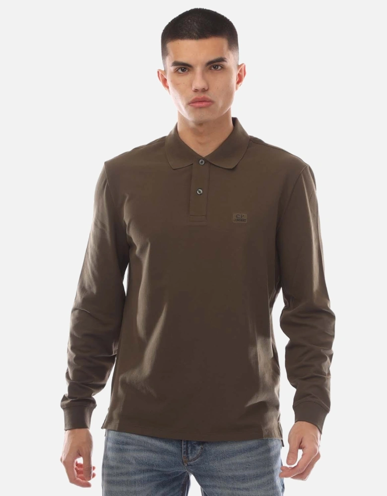 Stretch Piquet Long Sleeve Polo Shirt