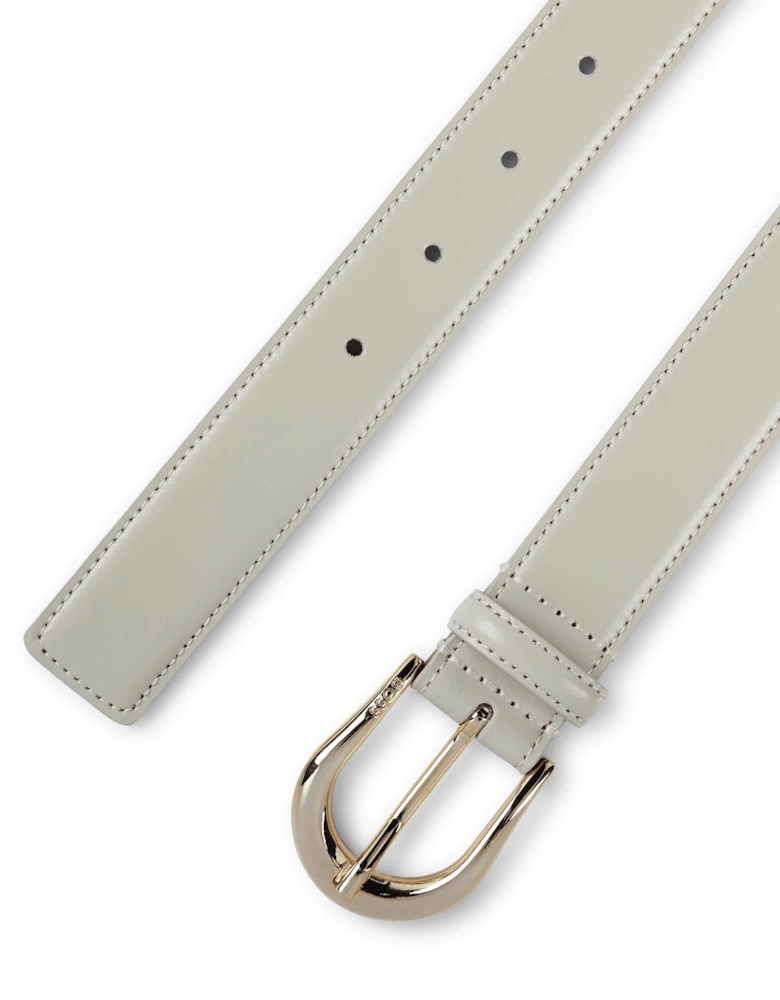 Logo Engraved Buckle Leather Belt