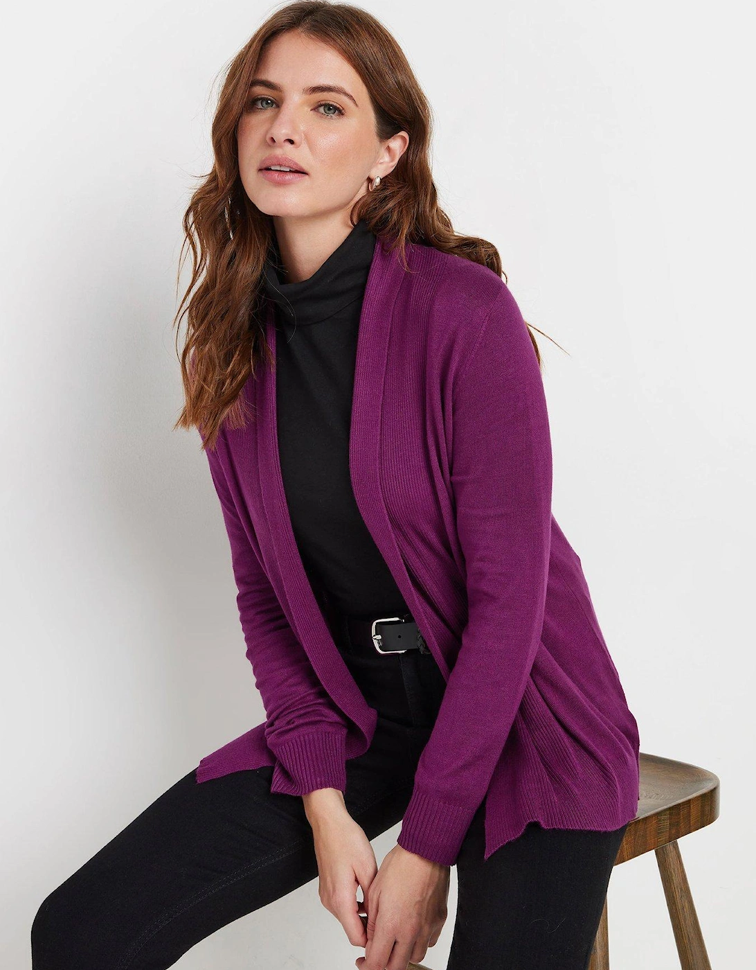 Shawl Collar Cardigan - Purple, 2 of 1