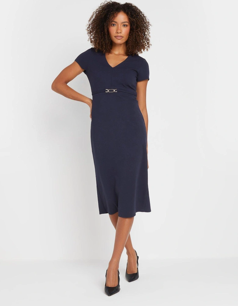 Buckle Detail Midi Dress - Blue