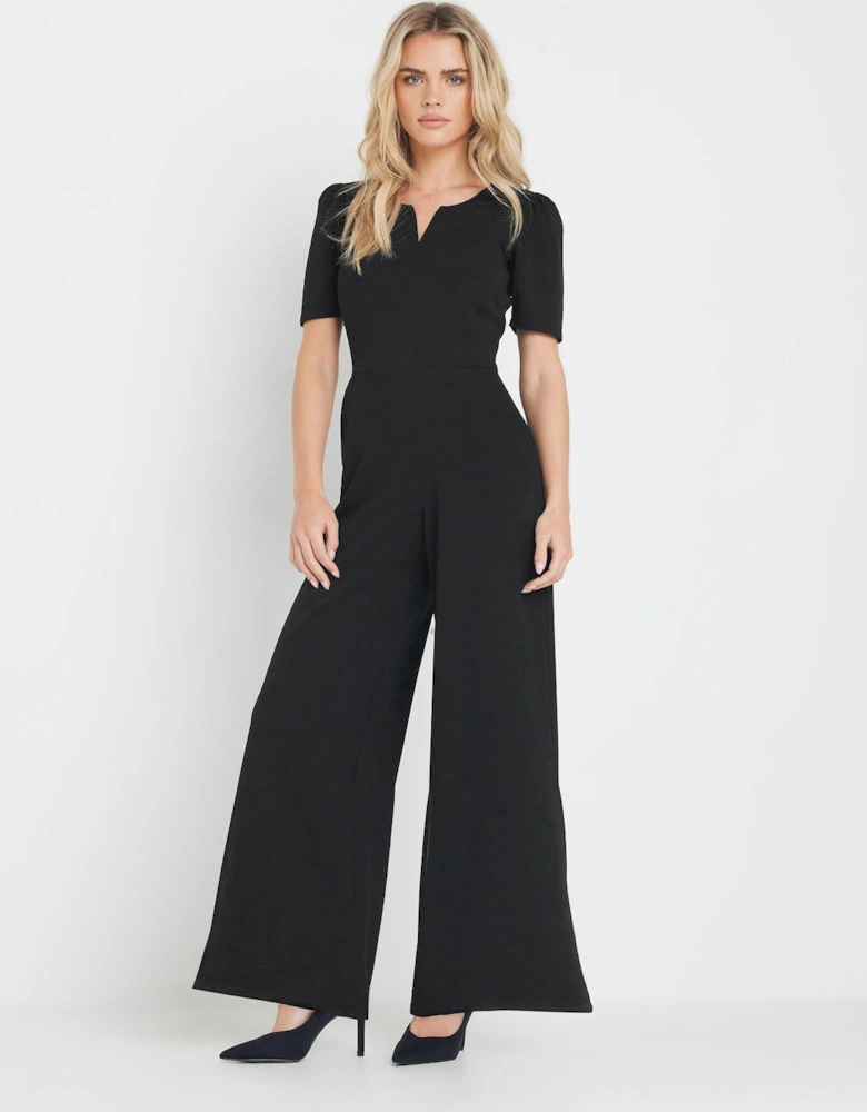 Notch Neck Jumpsuit - Black