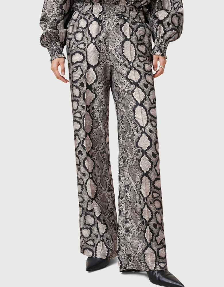 Charli Wide Leg Snake Print Trousers - Multi