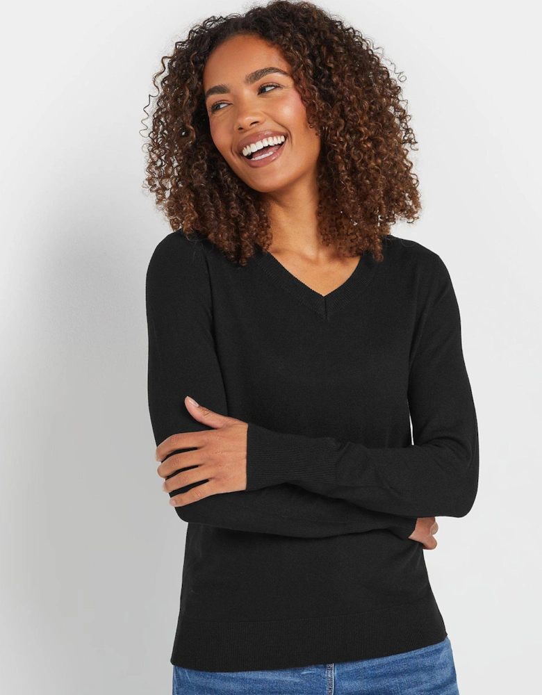 V-Neck Jumper - Black