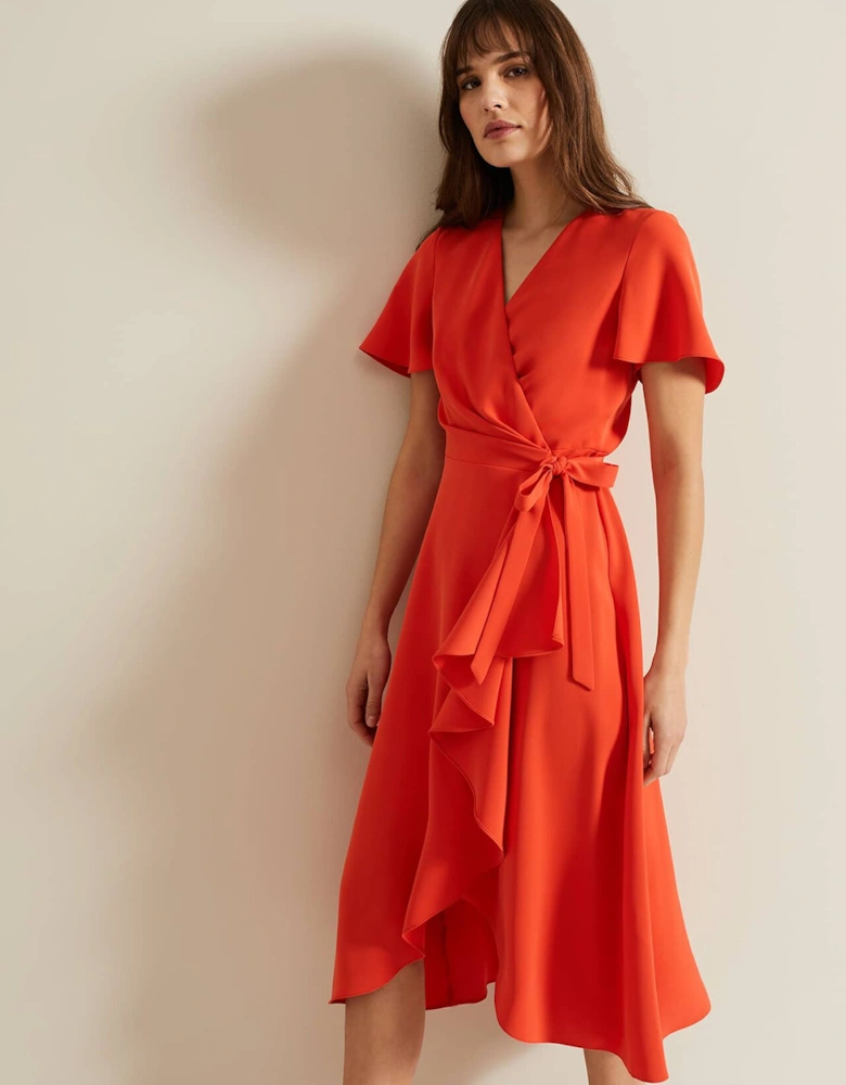 Julissa Ruffle Wrap Midi Dress