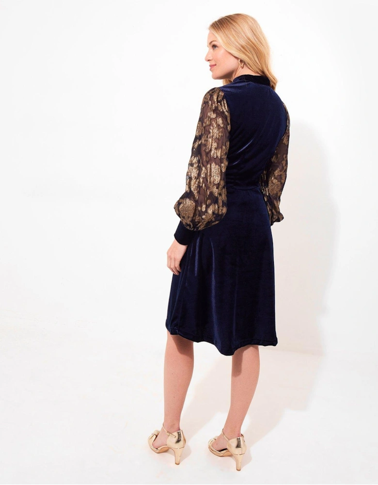 Celeste Stretch Velvet Dress  - Navy