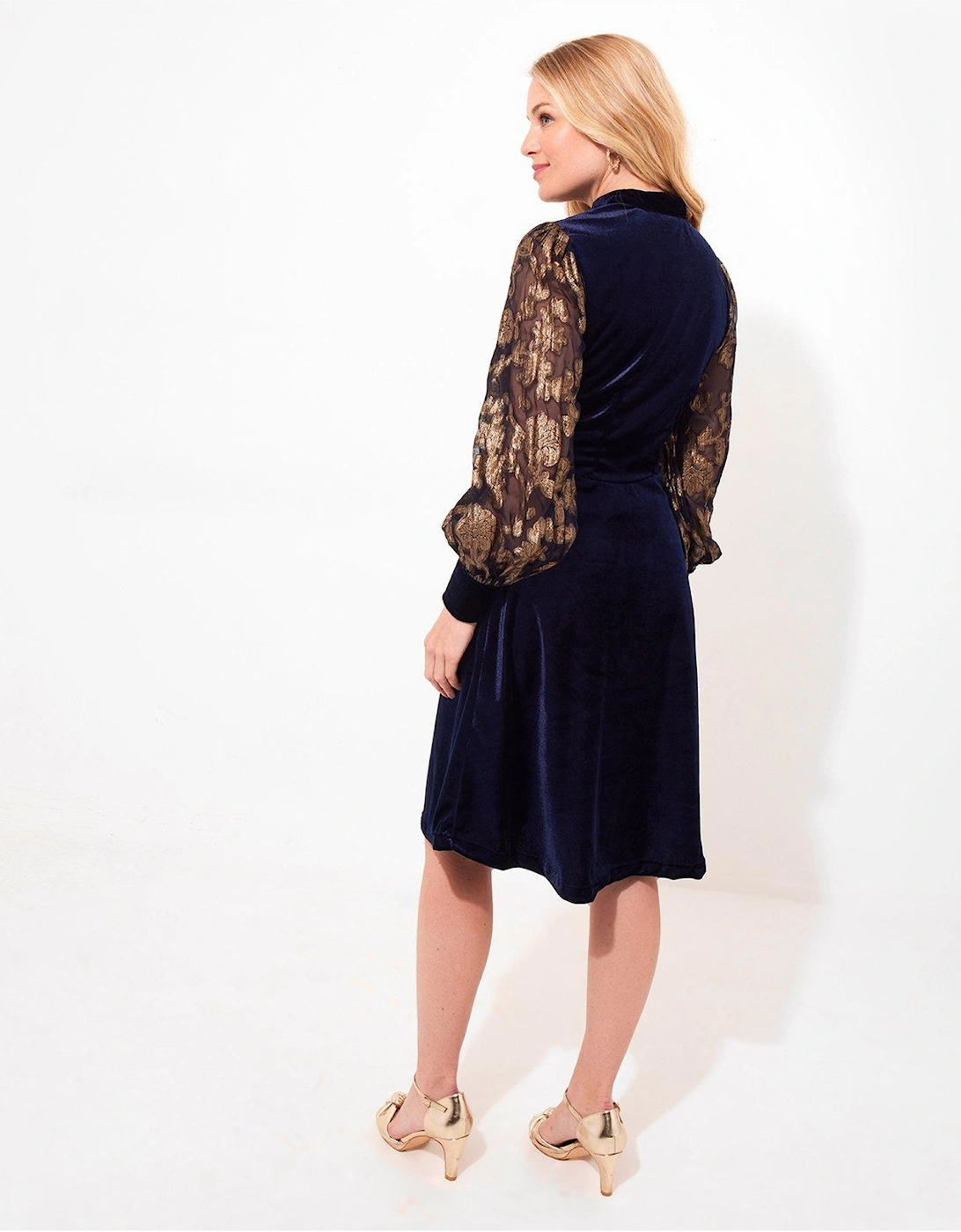 Celeste Stretch Velvet Dress  - Navy