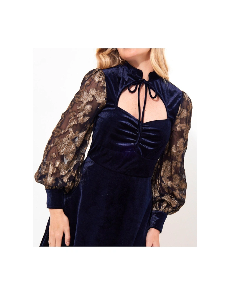 Celeste Stretch Velvet Dress  - Navy