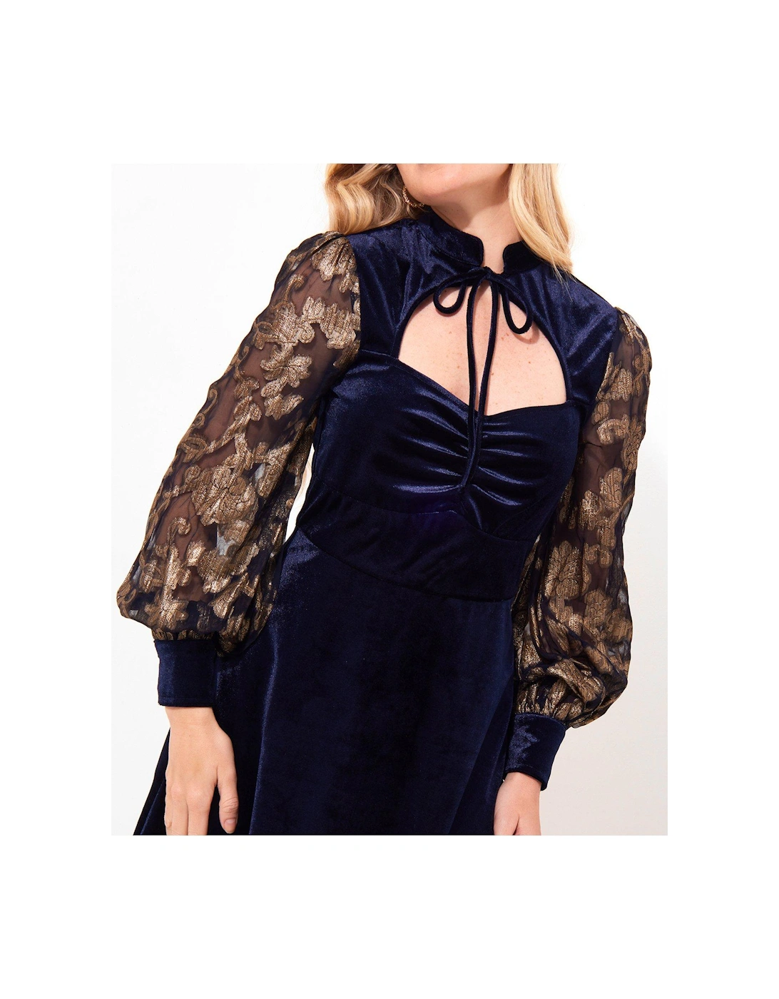 Celeste Stretch Velvet Dress  - Navy