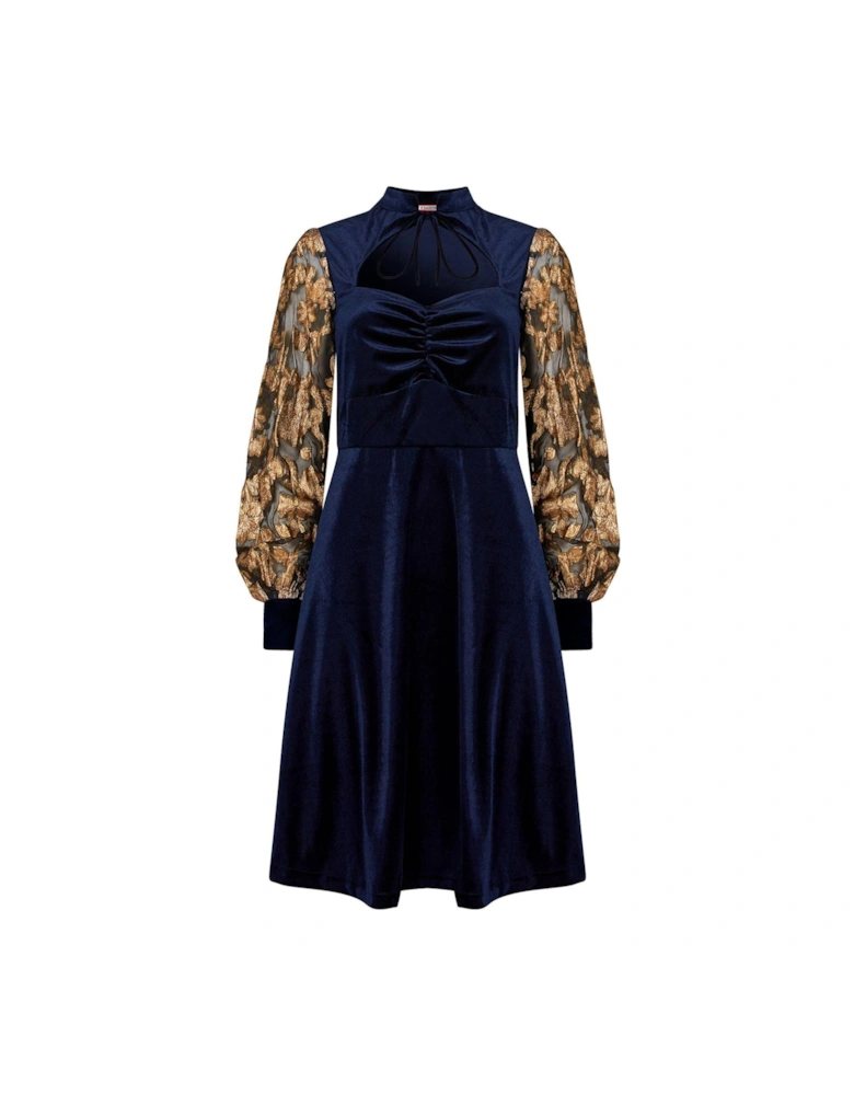 Celeste Stretch Velvet Dress  - Navy