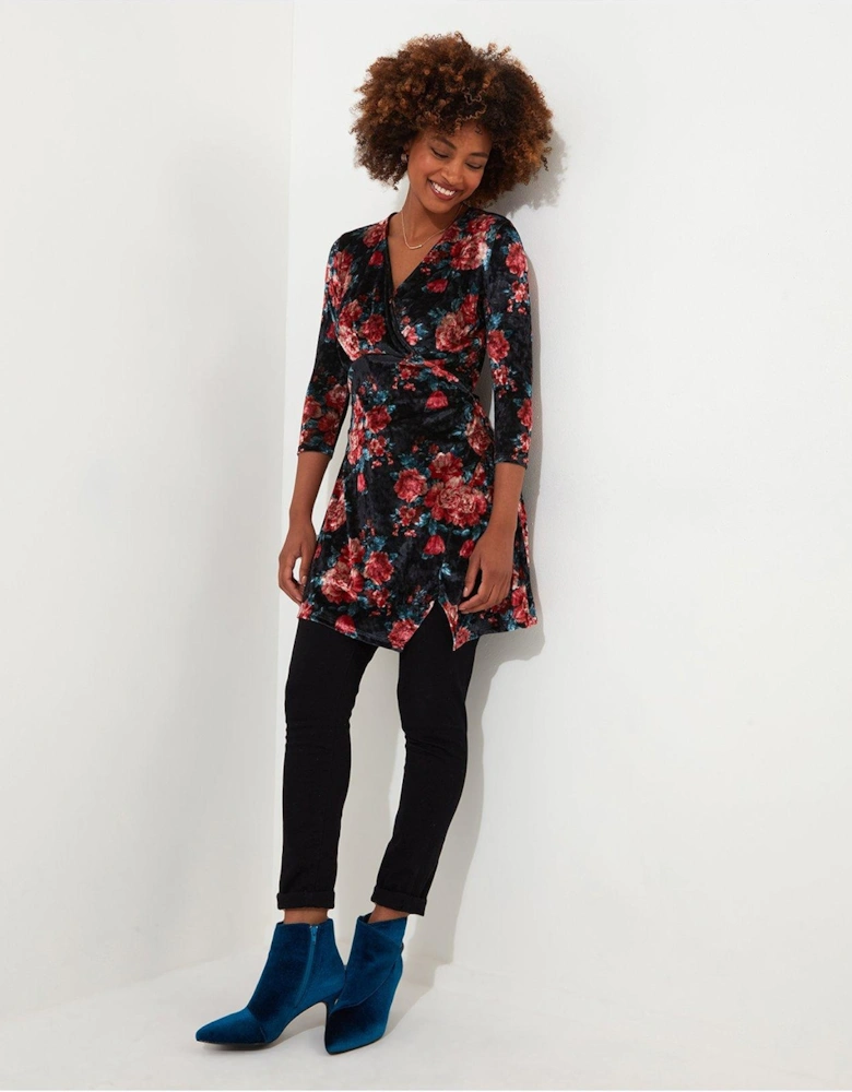 Favourite Festive Crushed Velour Tunic - Navy