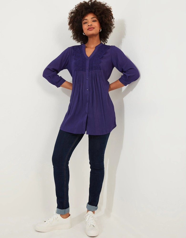 Lovely Lace Trim Blouse - Purple