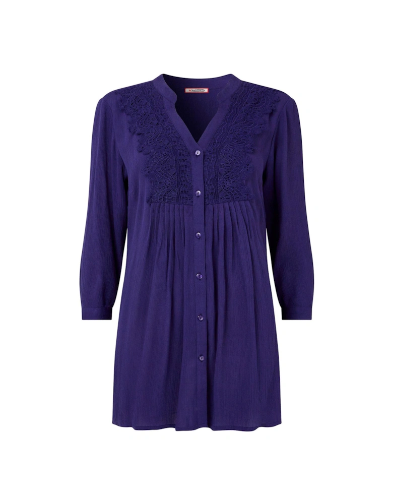 Lovely Lace Trim Blouse - Purple