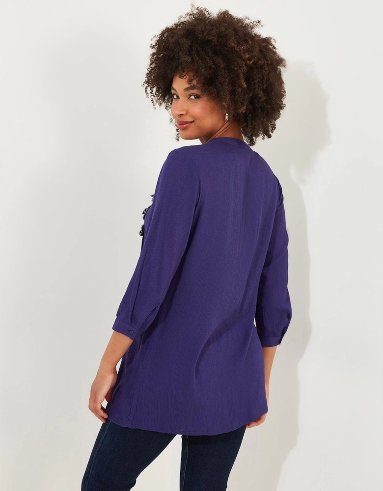 Lovely Lace Trim Blouse - Purple