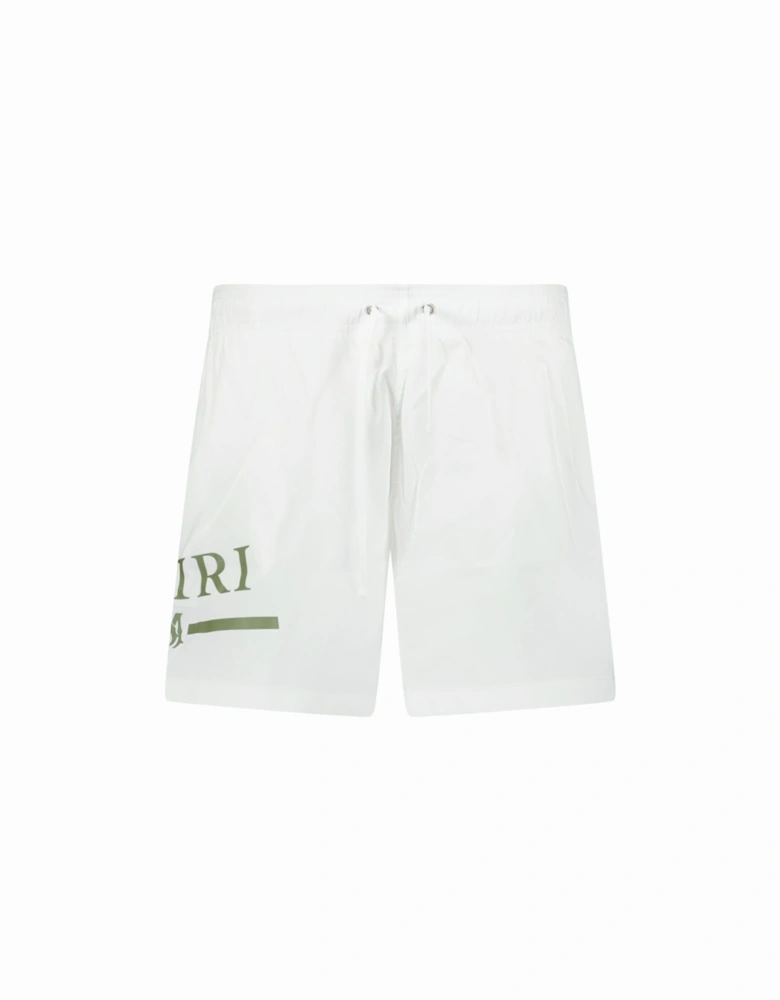 Ma Bar Green Logo Drawstring Swim Shorts White