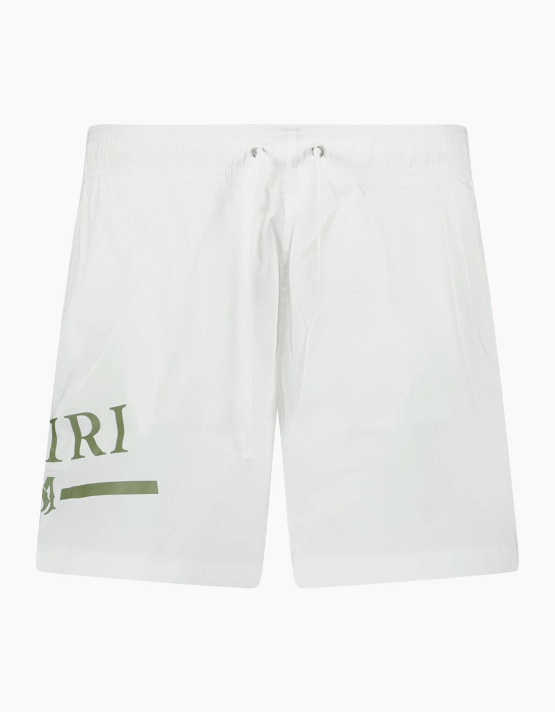 Men's Amiri Ma Bar Green Logo Drawstring Swim Shorts White - Size: 32/34