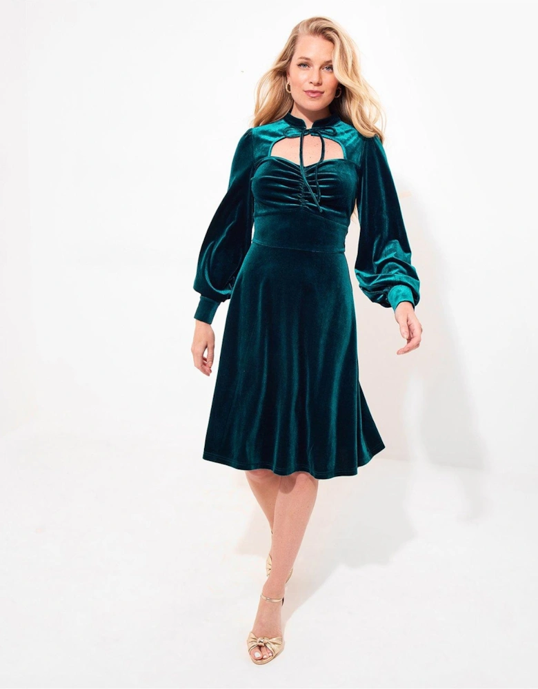 Betsy Velour Dress - Teal