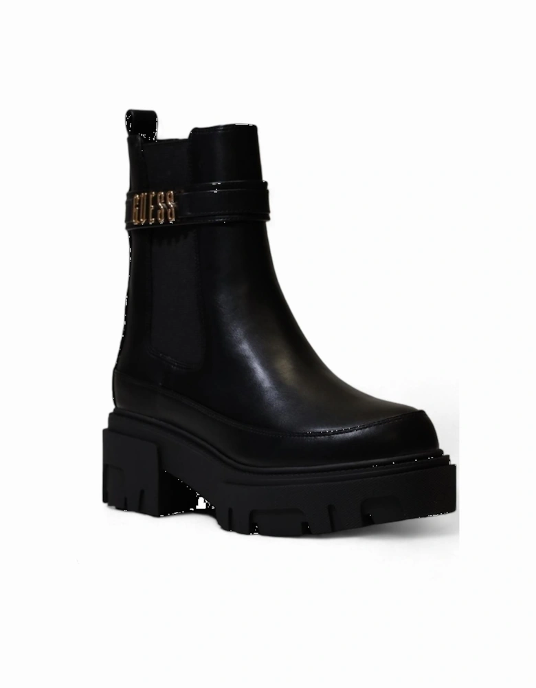 Black Plain Rubber-Sole Womens Boots