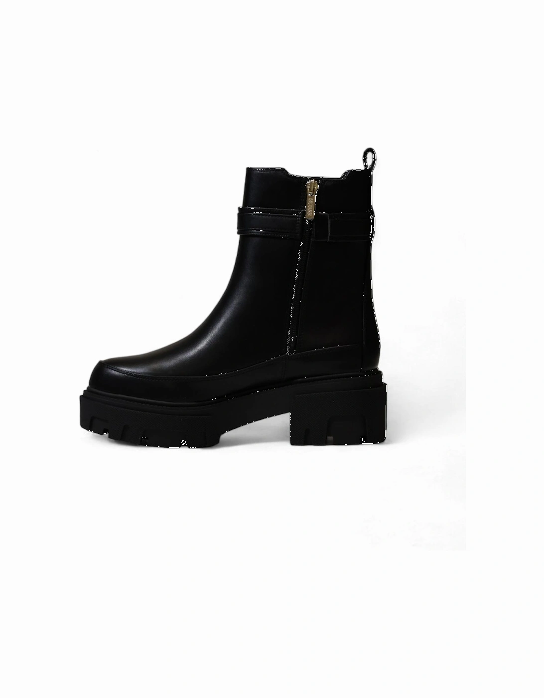 Black Plain Rubber-Sole Womens Boots