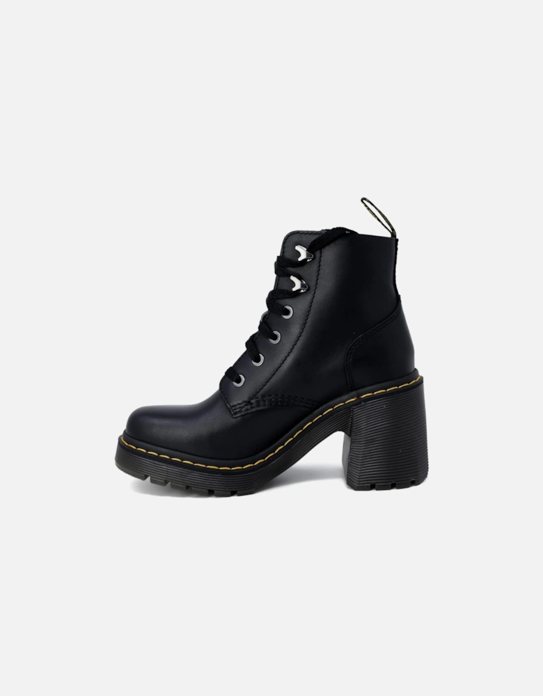 Black lace-up ankle boots with synthetic sole and leather lining Women