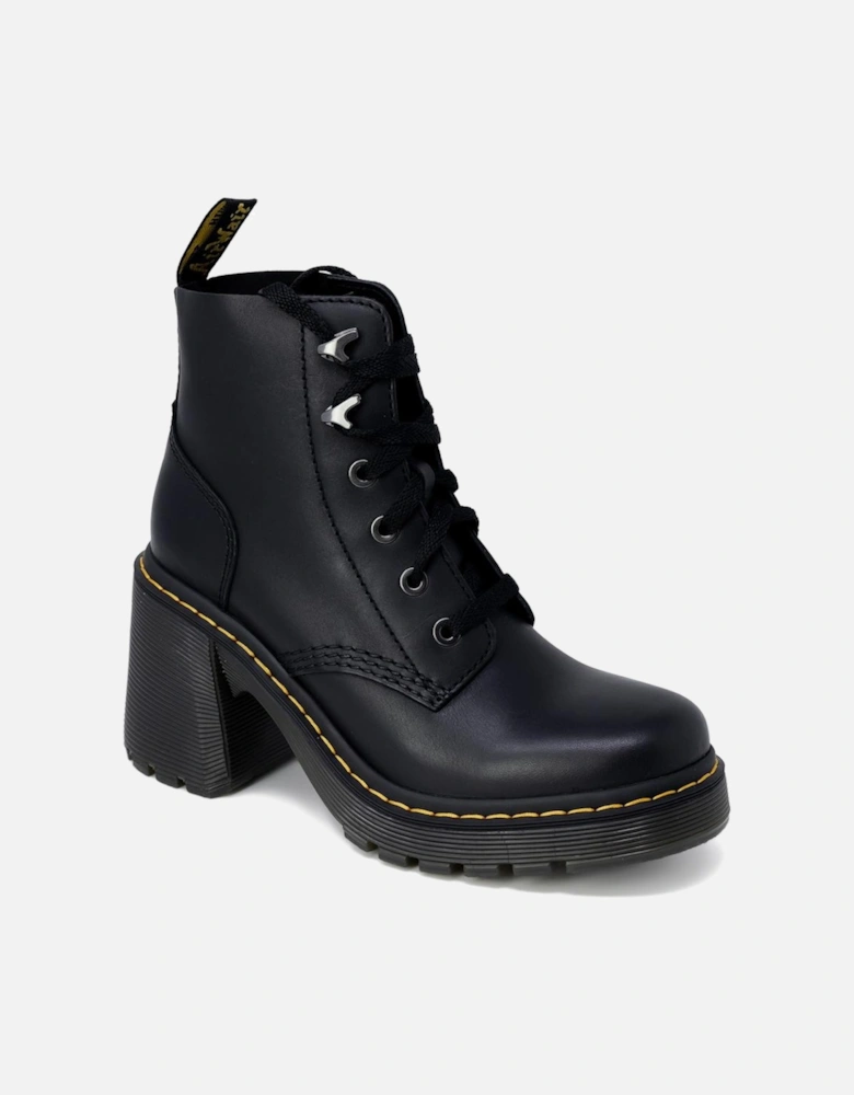 Black lace-up ankle boots with synthetic sole and leather lining Women