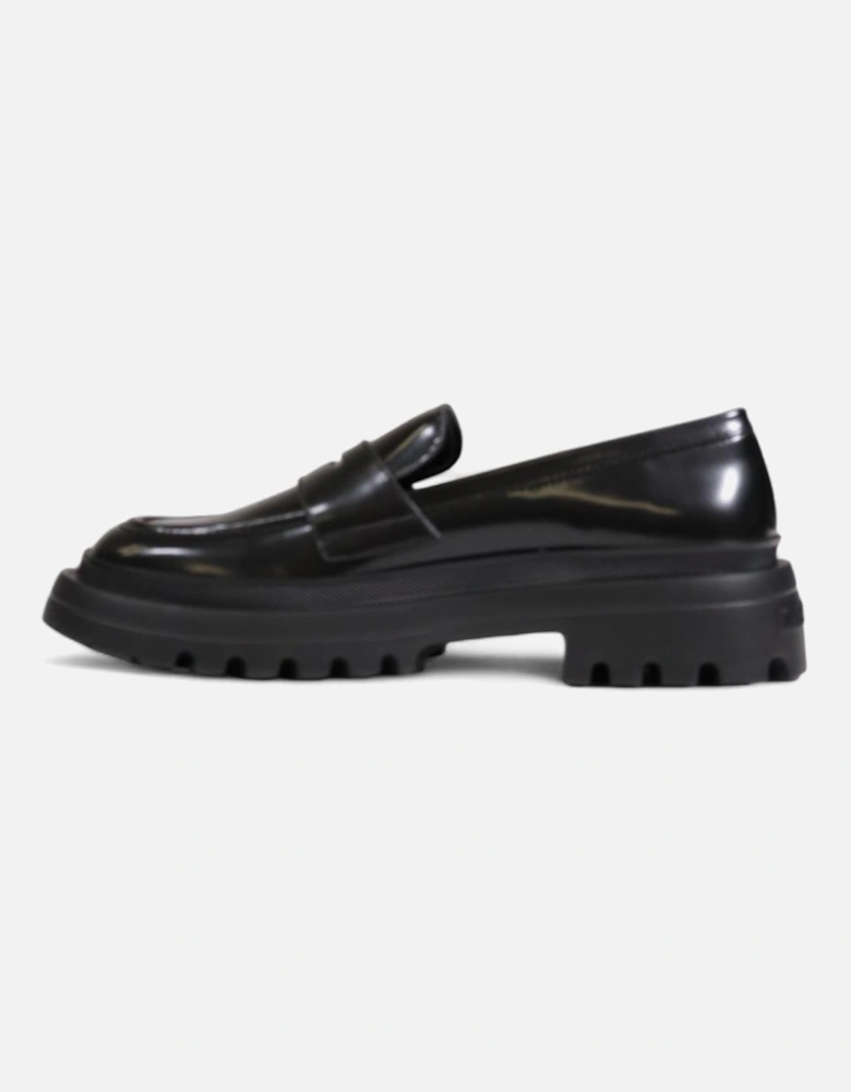 Platform Penny Loafers Chunky Sole Loafers Women - Black Running Shoes