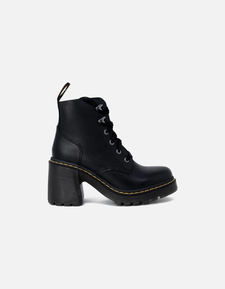 Black lace-up ankle boots with synthetic sole and leather lining Women