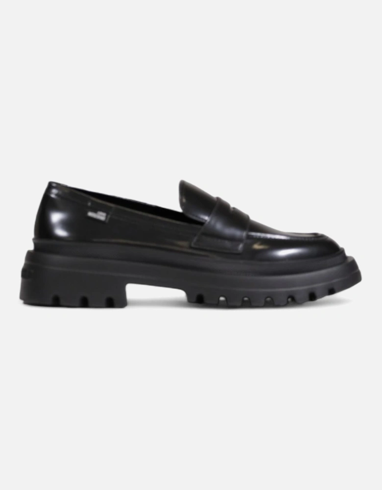 Platform Penny Loafers Chunky Sole Loafers Women - Black Running Shoes