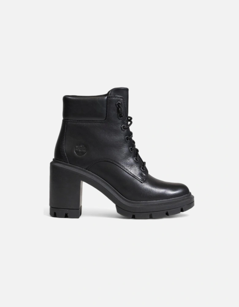 Plain Black Leather Ankle Boots with Synthetic Sole Women