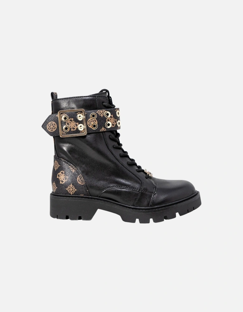 Flory Combat Boots Black Leather Style Women