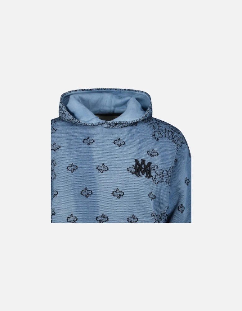 Bandana Knitted Basketball Hoodie in Blue