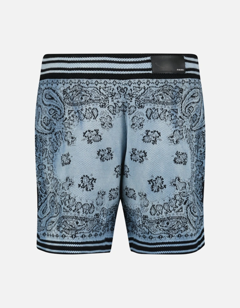 Bandana Knitted Basketball Shorts in Blue