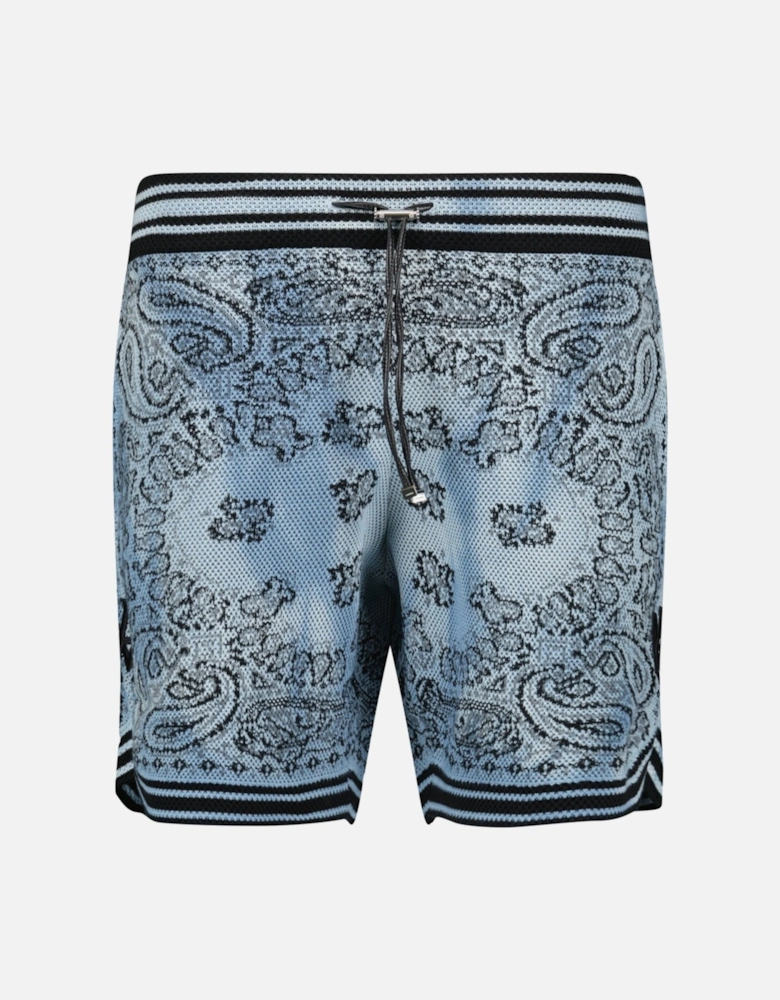 Bandana Knitted Basketball Shorts in Blue