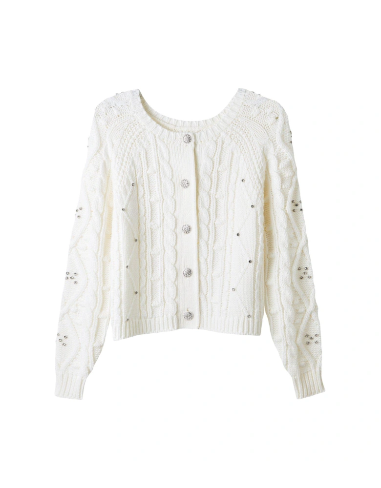 Robyn Embellished Multi-Way Knit - Cream