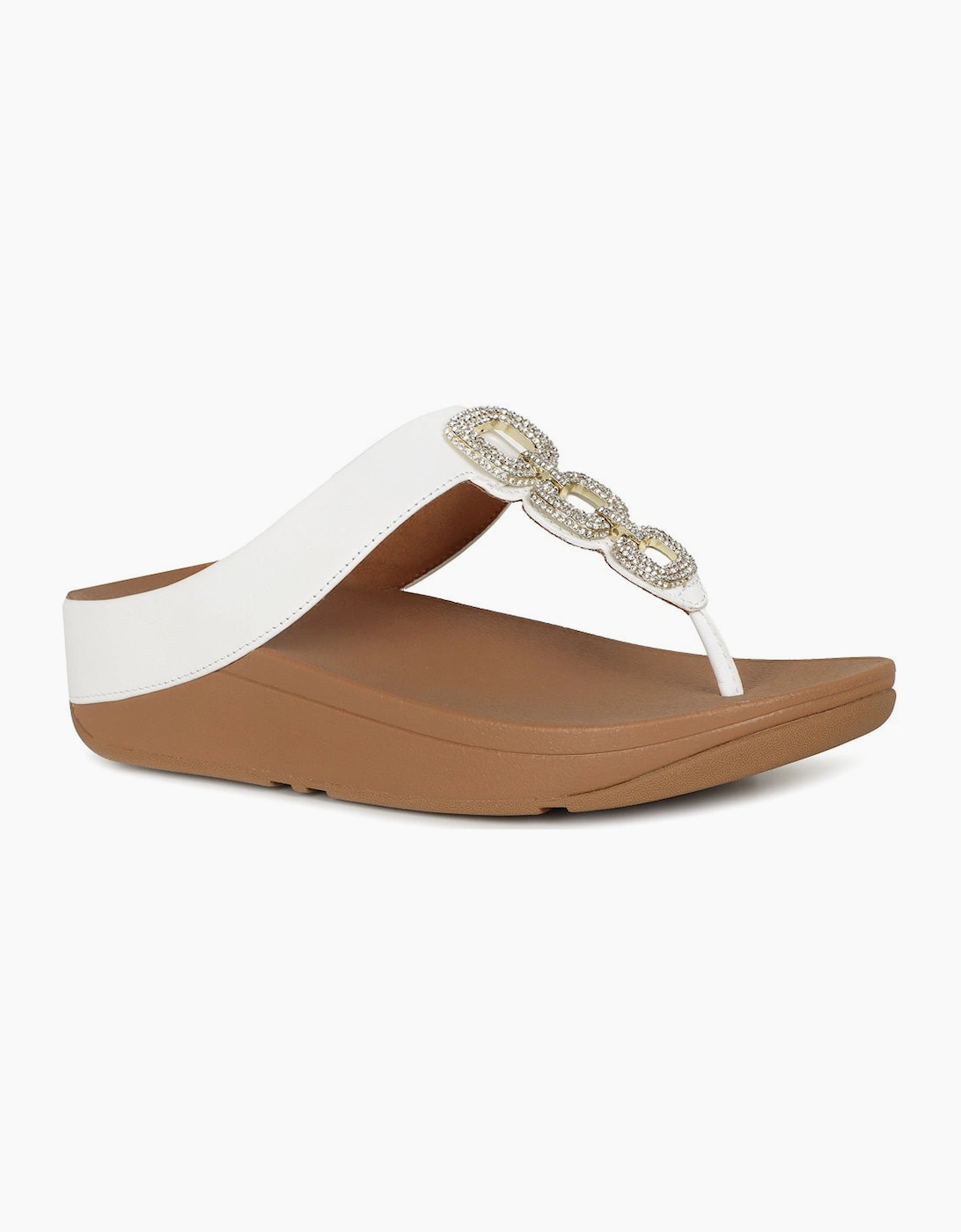 Fitflop Women's Fino Crystal Chain Womens Toe Post Sandals - White - Size: 7