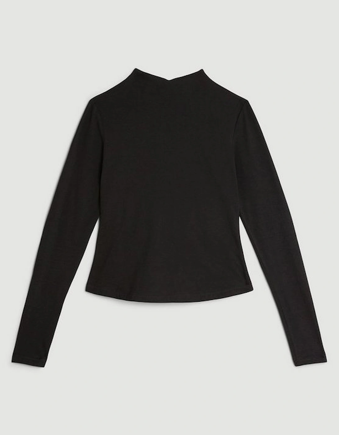Stretch Cotton Funnel Neck Top