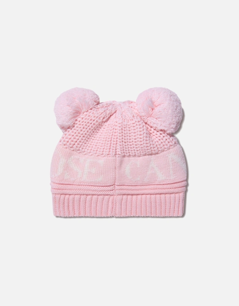 Kids Double Pom Hat Pink