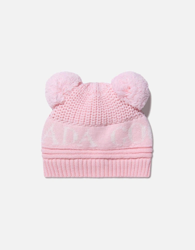 Kids Double Pom Hat Pink