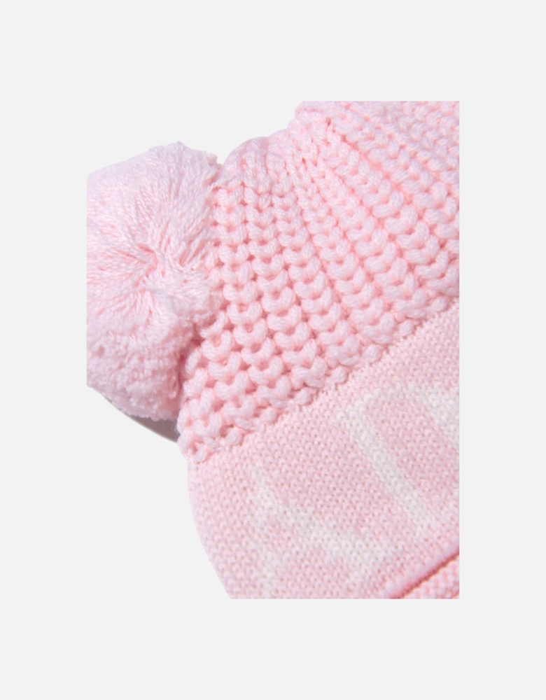 Kids Double Pom Hat Pink