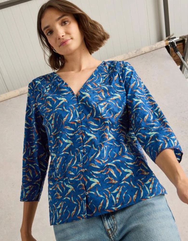 Women's Rae Organic Cotton Top Blue Print