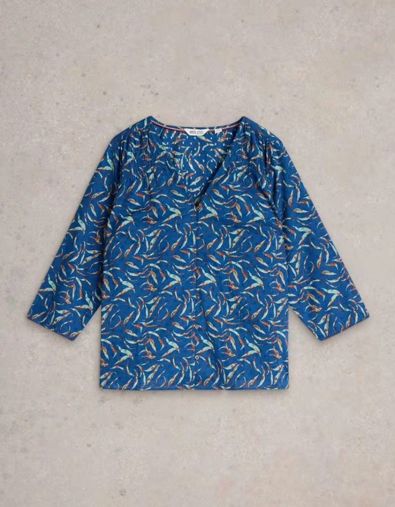 Women's Rae Organic Cotton Top Blue Print